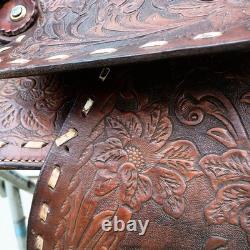 BIG W SADDLERY 1215 Buckstitch Floral Tooled Trail Show Western Saddle 14.5