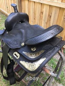 BLACK WESTERN All Leather HORSE SADDLE 15