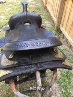 BLACK WESTERN All Leather HORSE SADDLE 15