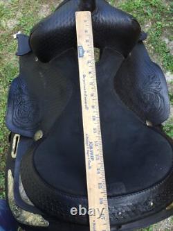 BLACK WESTERN All Leather HORSE SADDLE 15