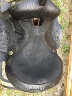 BLACK WESTERN All Leather HORSE SADDLE 15