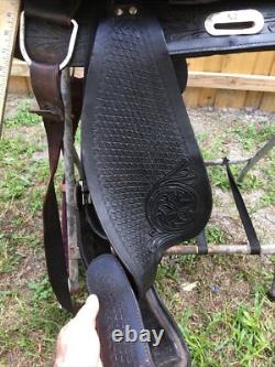 BLACK WESTERN All Leather HORSE SADDLE 15