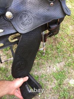 BLACK WESTERN All Leather HORSE SADDLE 15