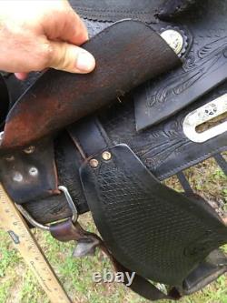 BLACK WESTERN All Leather HORSE SADDLE 15