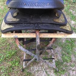 BLACK WESTERN All Leather HORSE SADDLE 15