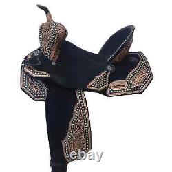 Barrel Racing Horse Saddle Trail Tooled Carved Leather Equestrian Western 15