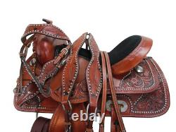 Barrel Racing Western Saddle Cowgirl Tooled Used Leather Tack Set 15 16 17 18