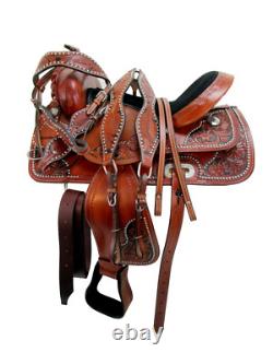 Barrel Racing Western Saddle Cowgirl Tooled Used Leather Tack Set 15 16 17 18
