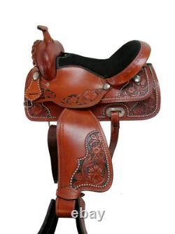 Barrel Racing Western Saddle Cowgirl Tooled Used Leather Tack Set 15 16 17 18