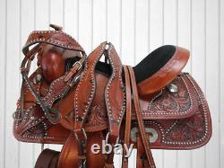 Barrel Racing Western Saddle Cowgirl Tooled Used Leather Tack Set 15 16 17 18