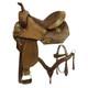 Barrel Style Saddle Set With Feather Tooling Aluminum Stirrups 14 15 New