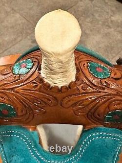 Barrel Western Racing Horse Saddle Premium Leather Equestrian Tack Size 10in