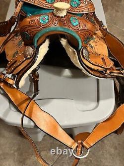 Barrel Western Racing Horse Saddle Premium Leather Equestrian Tack Size 10in