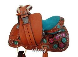 Barrel Western Racing Horse Saddle Premium Leather Equestrian Tack Size 10in