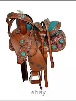 Barrel Western Racing Horse Saddle Premium Leather Equestrian Tack Size 10in