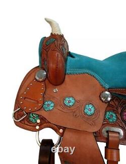 Barrel Western Racing Horse Saddle Premium Leather Equestrian Tack Size 10in