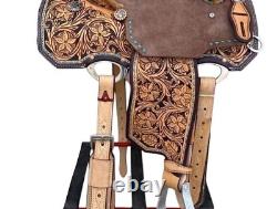 Barrel saddle brown color with high quality leather hard seat with hand tooled