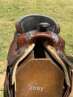 Beautiful 16 Big Horn Western Show Saddle WithSilver Floral Tooling Made In USA