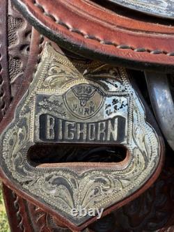 Beautiful 16 Big Horn Western Show Saddle WithSilver Floral Tooling Made In USA