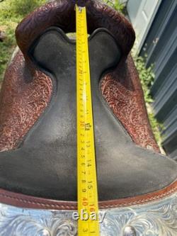Beautiful 16 Big Horn Western Show Saddle WithSilver Floral Tooling Made In USA