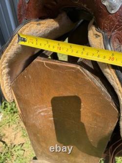 Beautiful 16 Big Horn Western Show Saddle WithSilver Floral Tooling Made In USA