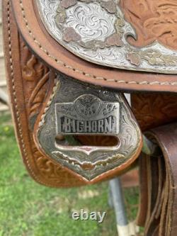 Beautiful 16 Big Horn Western Show Saddle Withsilver & oak leaf tooling US made