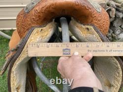 Beautiful 16 Big Horn Western Show Saddle Withsilver & oak leaf tooling US made