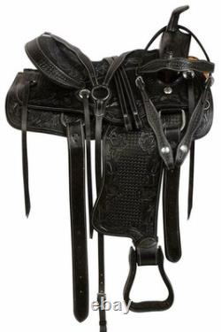 Beautiful Black Saddle, Premium Leather Western For Pleasure Barrel Trail Horse