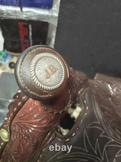 Beautiful Brown 16 Western Saddle Tooled Leather BY CARL BRACKINS