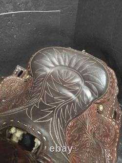 Beautiful Brown 16 Western Saddle Tooled Leather BY CARL BRACKINS