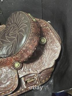 Beautiful Brown 16 Western Saddle Tooled Leather BY CARL BRACKINS