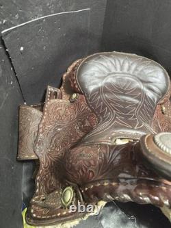 Beautiful Brown 16 Western Saddle Tooled Leather BY CARL BRACKINS