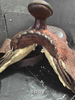 Beautiful Brown 16 Western Saddle Tooled Leather BY CARL BRACKINS