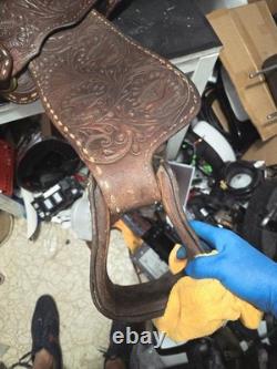 Beautiful Brown 16 Western Saddle Tooled Leather BY CARL BRACKINS