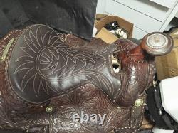 Beautiful Brown 16 Western Saddle Tooled Leather BY CARL BRACKINS