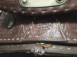 Beautiful Brown 16 Western Saddle Tooled Leather BY CARL BRACKINS