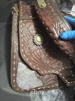 Beautiful Brown 16 Western Saddle Tooled Leather BY CARL BRACKINS