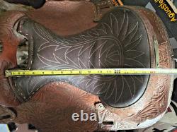 Beautiful Brown 16 Western Saddle Tooled Leather BY CARL BRACKINS