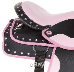 Beautiful Pink 15 16 Western Synthetic Pleasure Horse Saddle Tack Set Used