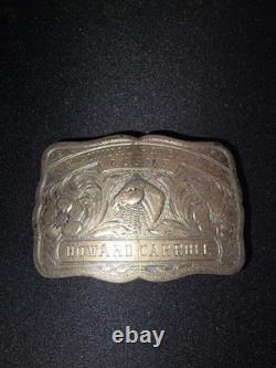 Beautiful Rare Western Rowell Saddle Co. Sterling Silver Belt Buckle c. 1950s