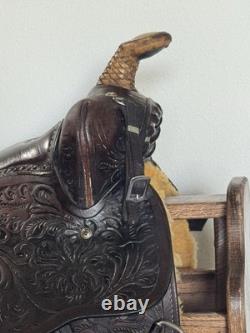 Beautiful Simco Fully Tooled Western Saddle 14.5 Seat #5674 Very Solid