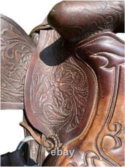 Beautiful Used/Vintage 15 Big Horn King tooled/buckstitched Western saddle