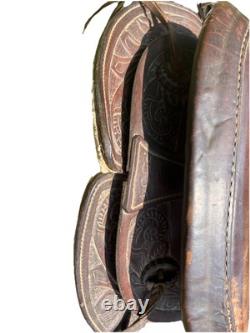 Beautiful Used/Vintage 15 Big Horn King tooled/buckstitched Western saddle