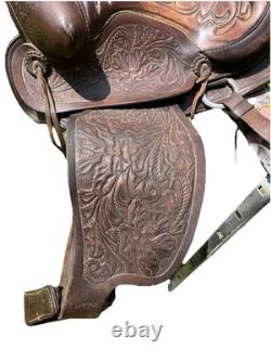 Beautiful Used/Vintage 15 Big Horn King tooled/buckstitched Western saddle