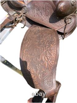 Beautiful Used/Vintage 15 Big Horn King tooled/buckstitched Western saddle