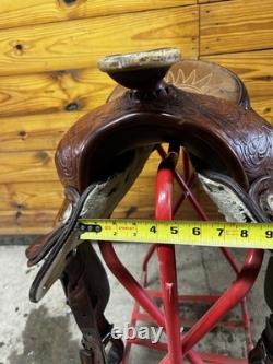 Beautiful Vintage Brown 16 Western Saddle Tooled Leather