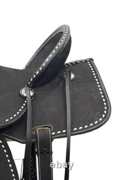 Best Quality Western Leather Barrel Rough Out Saddle With Free Matching Tack set