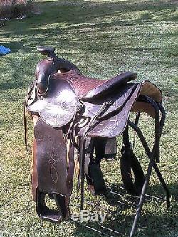Big 15 Vintage Heavy Western Roping Horse Saddle