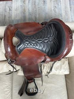 Big Horn 16in Endurance Western Saddle Brown Leather with Black Padded Seat