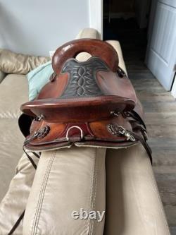 Big Horn 16in Endurance Western Saddle Brown Leather with Black Padded Seat